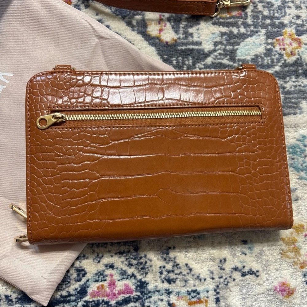 CALPAK Brown Faux Croc Travel Wallet - Picture 3 of 7